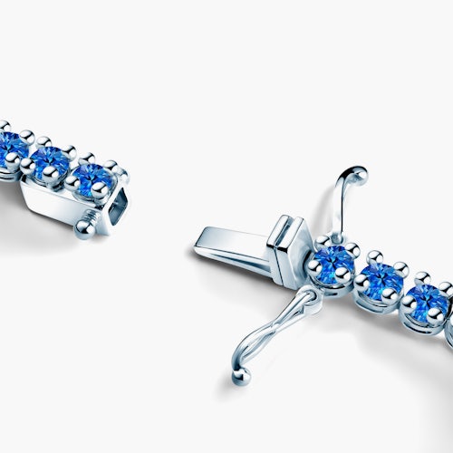 Naszyjnik tenisowy Luminy 3,8mm: białe złoto, niebieskie szafiry